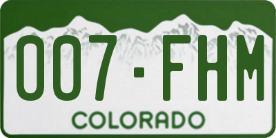 CO license plate 007FHM