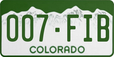 CO license plate 007FIB