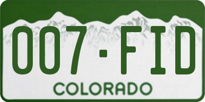 CO license plate 007FID