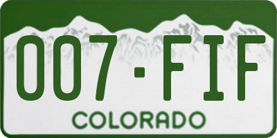 CO license plate 007FIF