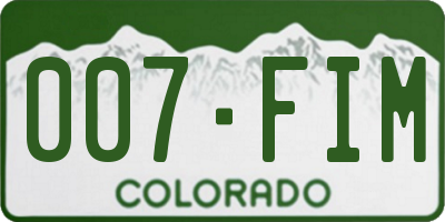 CO license plate 007FIM