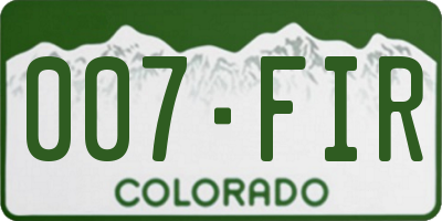CO license plate 007FIR