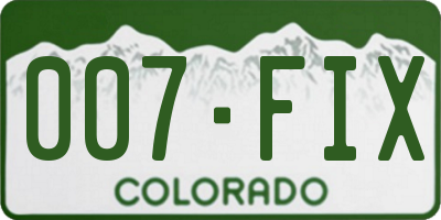CO license plate 007FIX