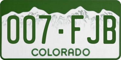 CO license plate 007FJB