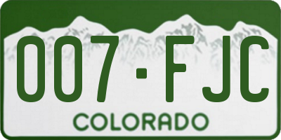 CO license plate 007FJC