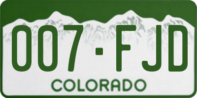CO license plate 007FJD
