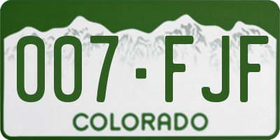 CO license plate 007FJF