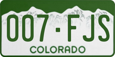 CO license plate 007FJS