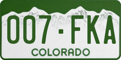 CO license plate 007FKA
