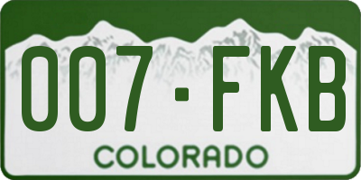 CO license plate 007FKB