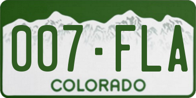 CO license plate 007FLA