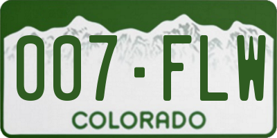 CO license plate 007FLW
