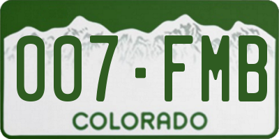 CO license plate 007FMB