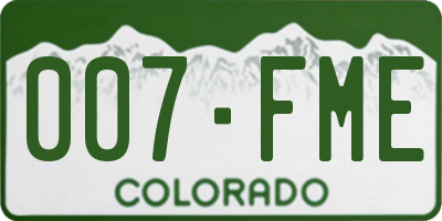 CO license plate 007FME
