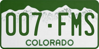 CO license plate 007FMS