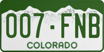 CO license plate 007FNB