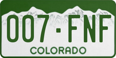 CO license plate 007FNF