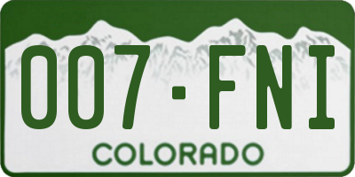 CO license plate 007FNI