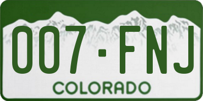 CO license plate 007FNJ