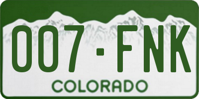 CO license plate 007FNK