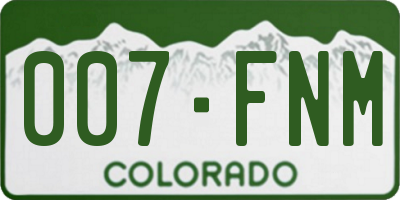 CO license plate 007FNM