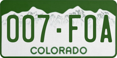 CO license plate 007FOA