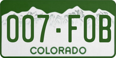 CO license plate 007FOB