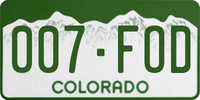 CO license plate 007FOD
