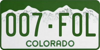 CO license plate 007FOL