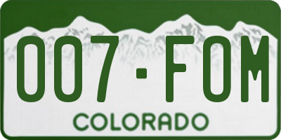 CO license plate 007FOM