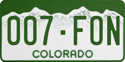 CO license plate 007FON