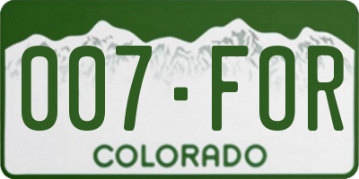 CO license plate 007FOR