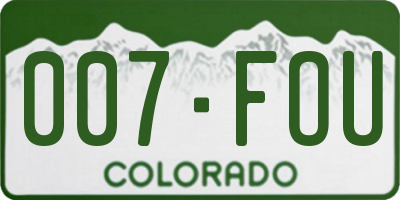 CO license plate 007FOU
