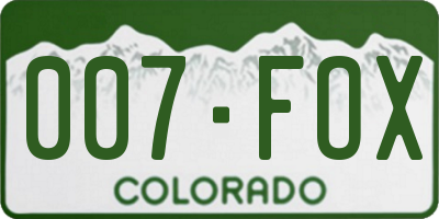 CO license plate 007FOX