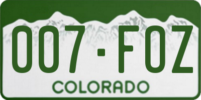 CO license plate 007FOZ