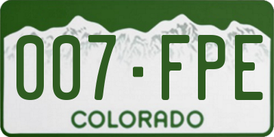 CO license plate 007FPE