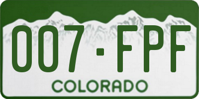CO license plate 007FPF