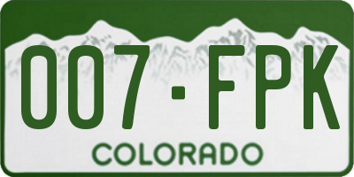 CO license plate 007FPK