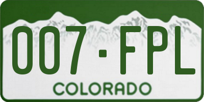 CO license plate 007FPL