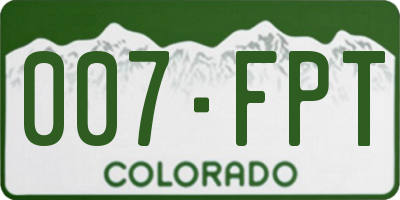 CO license plate 007FPT