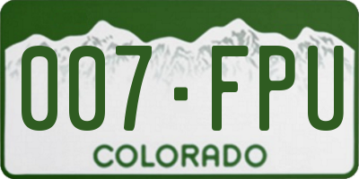 CO license plate 007FPU