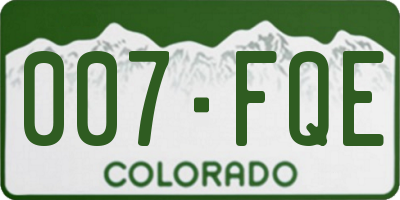 CO license plate 007FQE