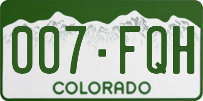 CO license plate 007FQH