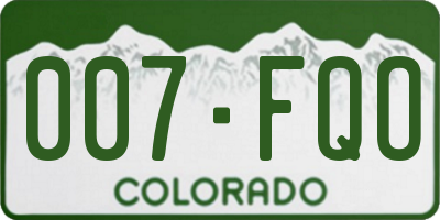 CO license plate 007FQO
