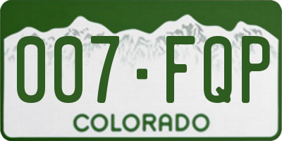 CO license plate 007FQP