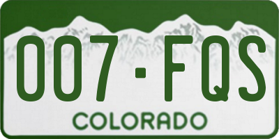 CO license plate 007FQS