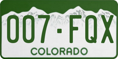 CO license plate 007FQX