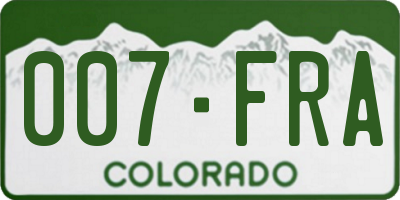 CO license plate 007FRA