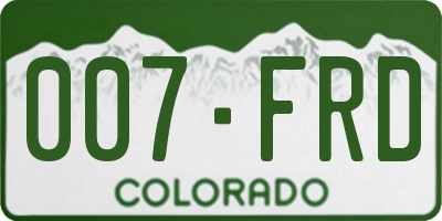 CO license plate 007FRD