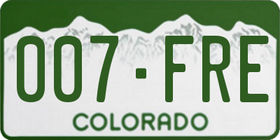 CO license plate 007FRE